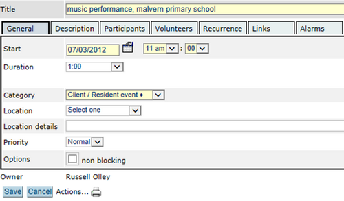 Activity booking step 1